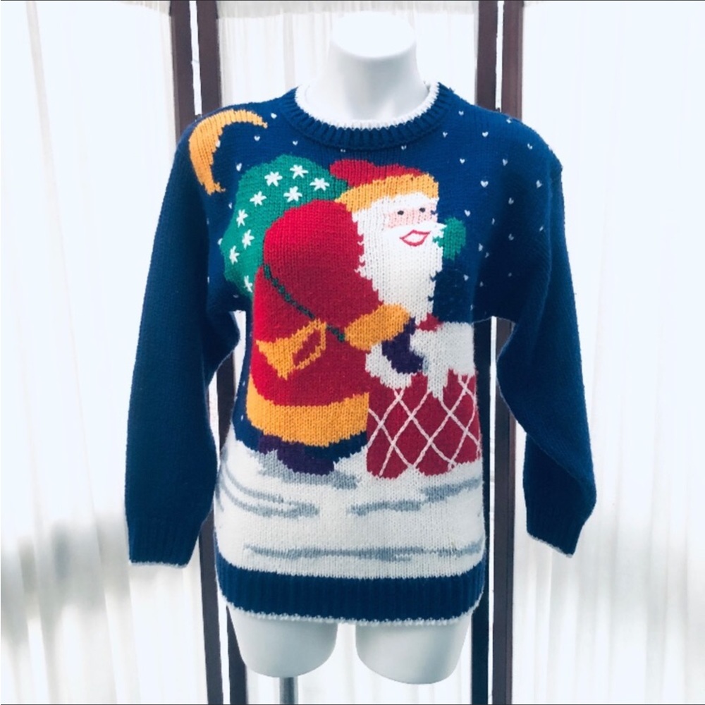 Ugly Christmas Santa Knit Sweater